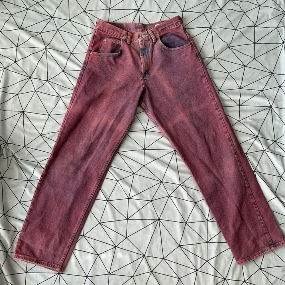 Vintage Wrangler Burgundy Denim Jeans Authentic 90s No Size Tag
